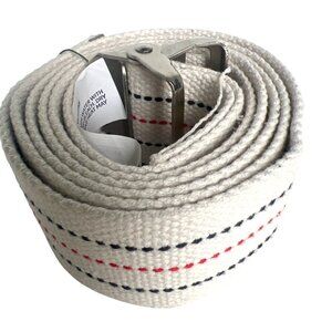 Medline Gait Belt With Metal Buckle 60" Cotton White W/ Red & Blue Stripes